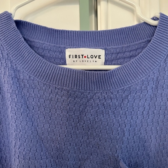 First Love Blue Textured Sweater - Picture 3 of 4
